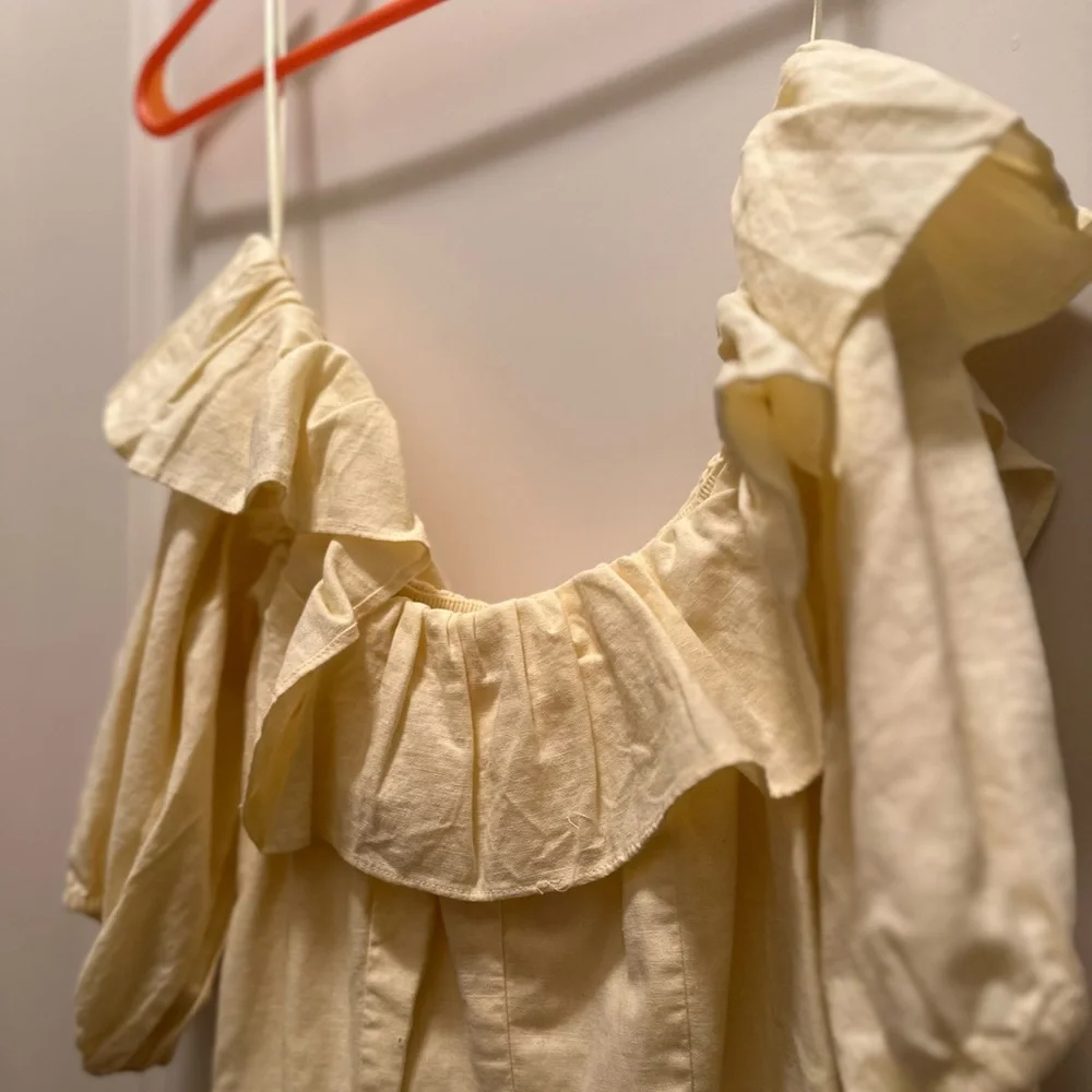 H&M Light Yellow Off-Shoulder Mini Dress - Picture 10 of 11